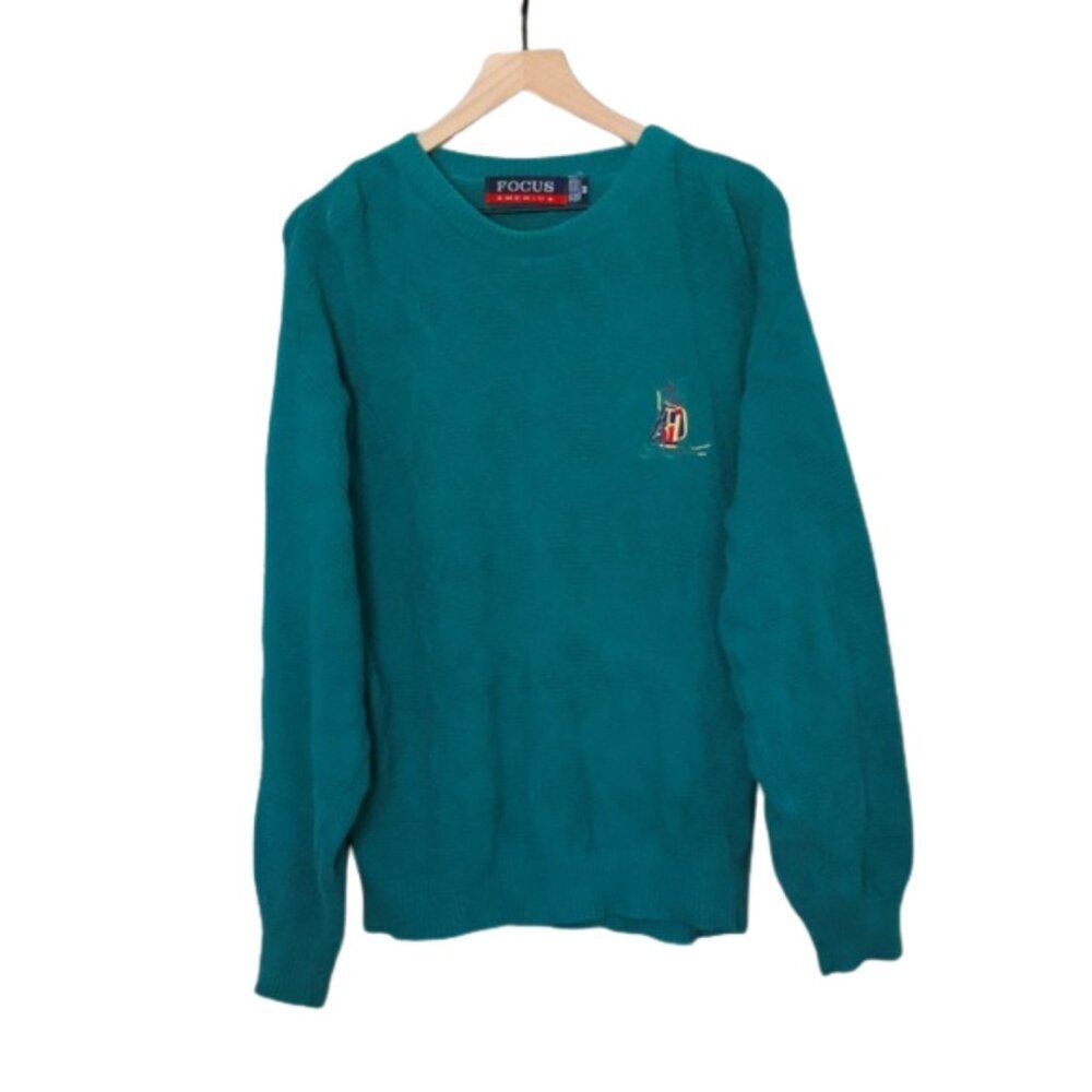 90s eclectic grandpacore knit cotton golf sweater medium